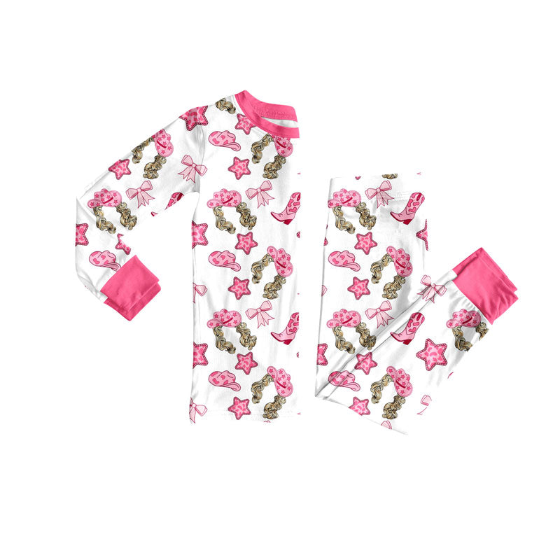 Preorder(moq 5) Baby Girls Stars Hats Boots Top Pants Western Pajamas Sets