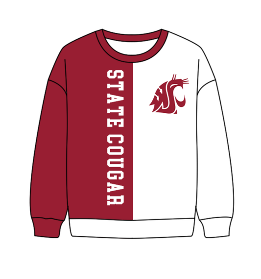 Preorder(moq 8)Baby Boys Red White Sleeve State Cougar Team Tee Shirts Top