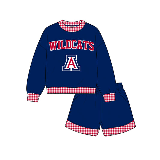 Preorder(moq 5)Baby Boys Long Sleeve Wildcats Top Pockets Shorts Team Clothes Sets