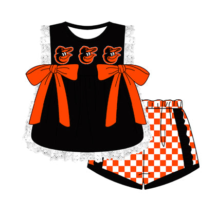 Preorder moq 5 Baby Girls Sleeveless Lace Tunic Checked Short Team Clothes Sets