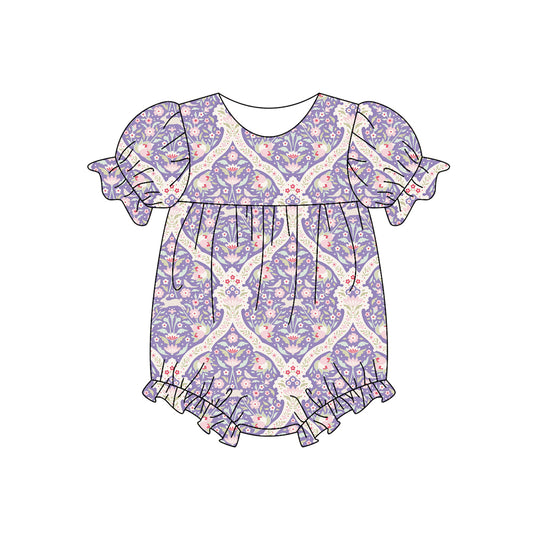 Preorder (moq 5)Baby Girls Flowers Checked Ruffle Rompers