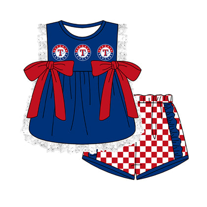Preorder moq 5 Baby Girls Sleeveless T Lace Tunic Checked Short Team Clothes Sets