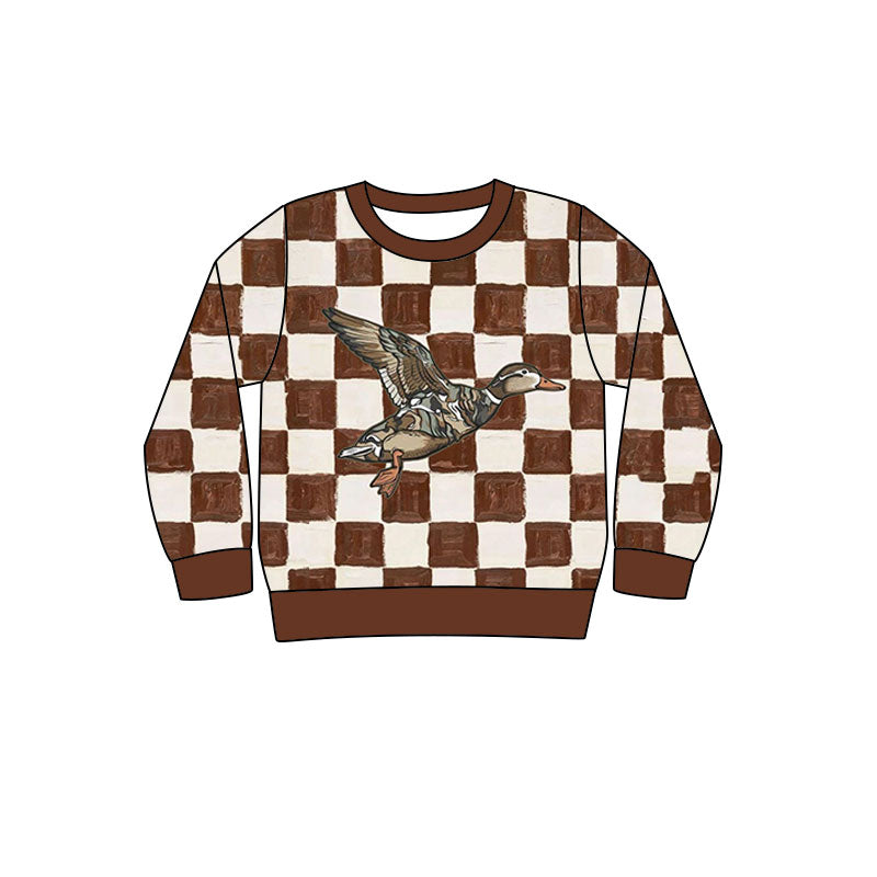 Preorder(moq 5) Baby Boys Brown Checked Ducks Hunting Tee Shirts Top