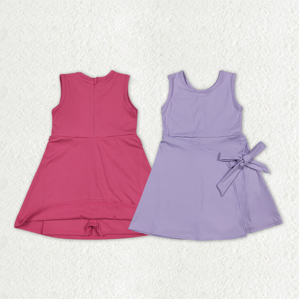 Sibling Baby Girls Sleeveless Back Zip Yoga Active Shorts Knee Length Dresses