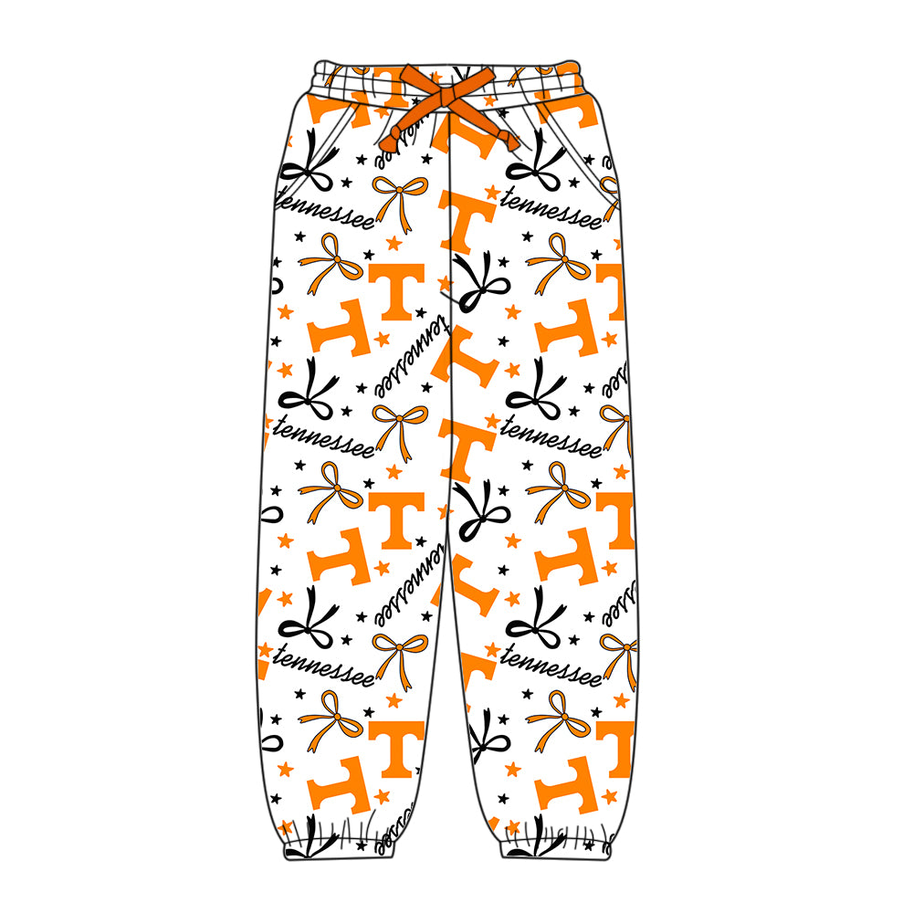 Preorder(moq 5) Adult Women Pockets Orange T Bows Stars Team Jogger Pants