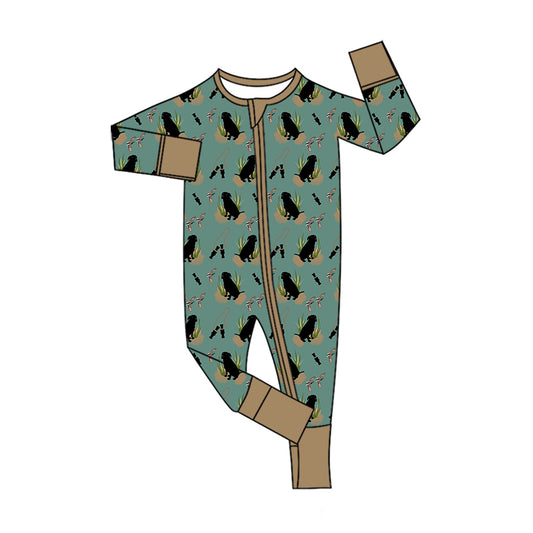 Preorder (moq 5)Baby Boys Dogs Ducks Hunting Two Way Zip Convertible Rompers