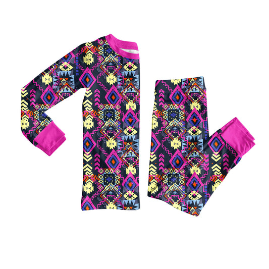 Preorder(moq 5) Baby Girls Aztec Western Top Pants Lounge Wear Pajamas Sets