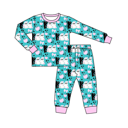 Preorder (moq 5)Baby Girls Ghosts BOO Stars Top Pants Halloween Pajamas Sets