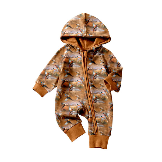 Preorder (moq 5)Baby Boys Ducks Hoodies Two Way Zip Convertible Hunting Rompers