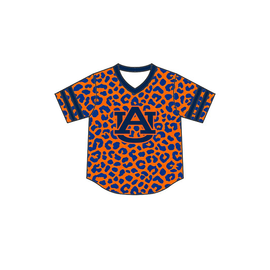 Preorder (moq 5)Baby Boys Short Sleeve Orange Leopard AU Team T-shirts Top