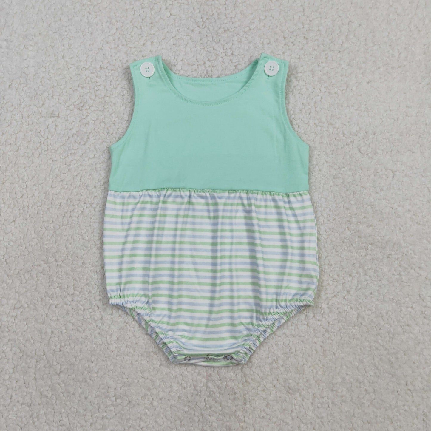 Baby Boys Sleeveless Green Stripe Rompers