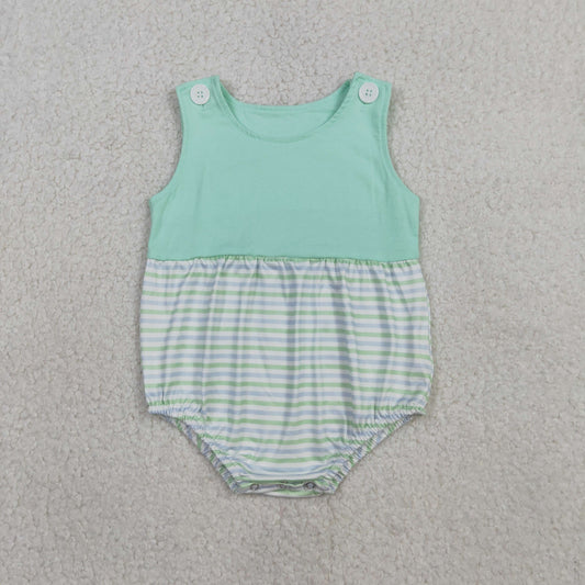 Baby Boys Sleeveless Green Stripe Rompers