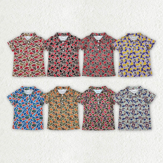 Sibling Baby Boys Short Sleeve Southern Camo Team Button Polo Shirts Top