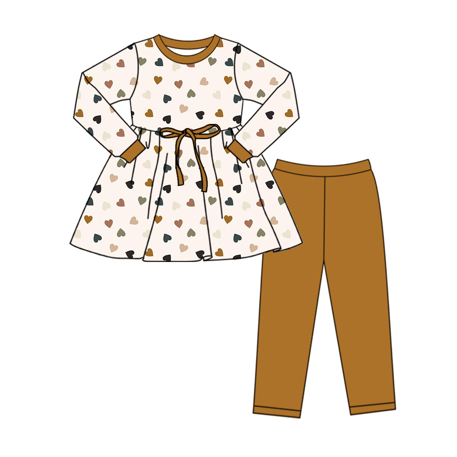 Baby Girls Brown Hears Tunic Legging Outfits Sets preorder(MOQ 5)