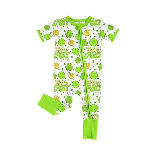 Baby Girls St Patrick Day Feeling Lucky Rompers preorder(moq 5)