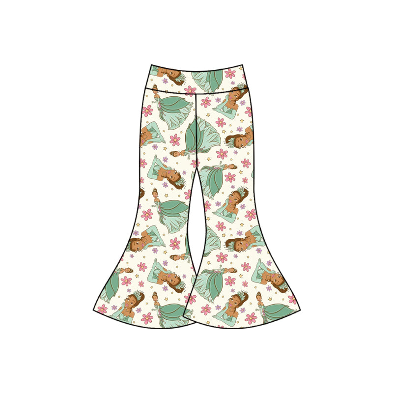 Preorder(moq 5) Baby Girls Cartoon Princesses Bell Bottom Pants Bottom