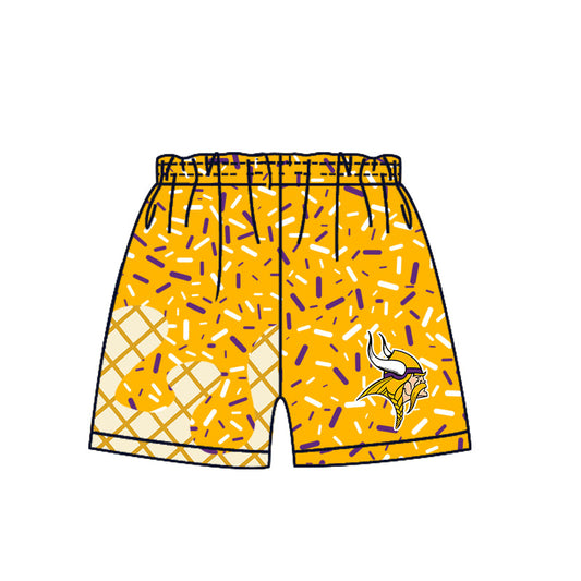 Preorder (moq 5)Baby Boys Yellow Drip Sprinkles Minnesota Vikings Team Shorts Bottom