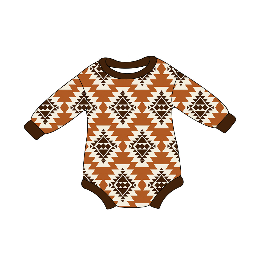 Baby Infant Boys Aztec Brown Western Rompers preorder(moq 5)