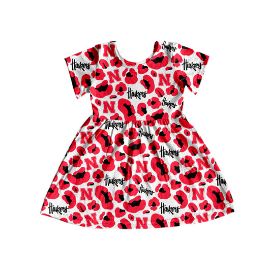 Baby Girls Huskers Team Short Sleeve Knee Length Dresses preorder(MOQ 5)