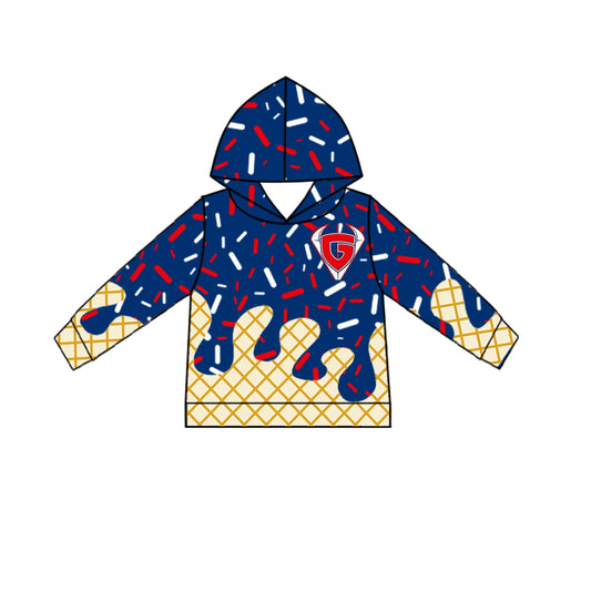 Preorder(moq 5) Baby Boys  Long Sleeves G Navy Team Hoodies Top