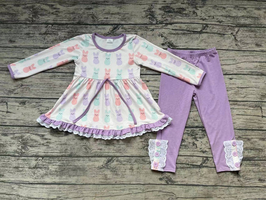 Baby Girls Toddler Easter Bunny Tunic Lavender Legging Clothes Sets