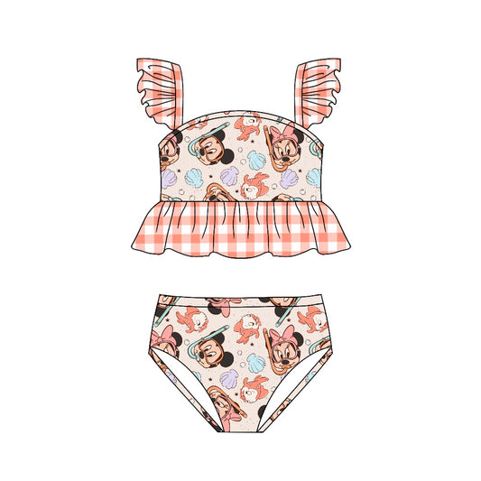 Baby Girls Cartoon Mouse Ruffle Two Pieces Bikini Swimsuits preorder(moq 5)
