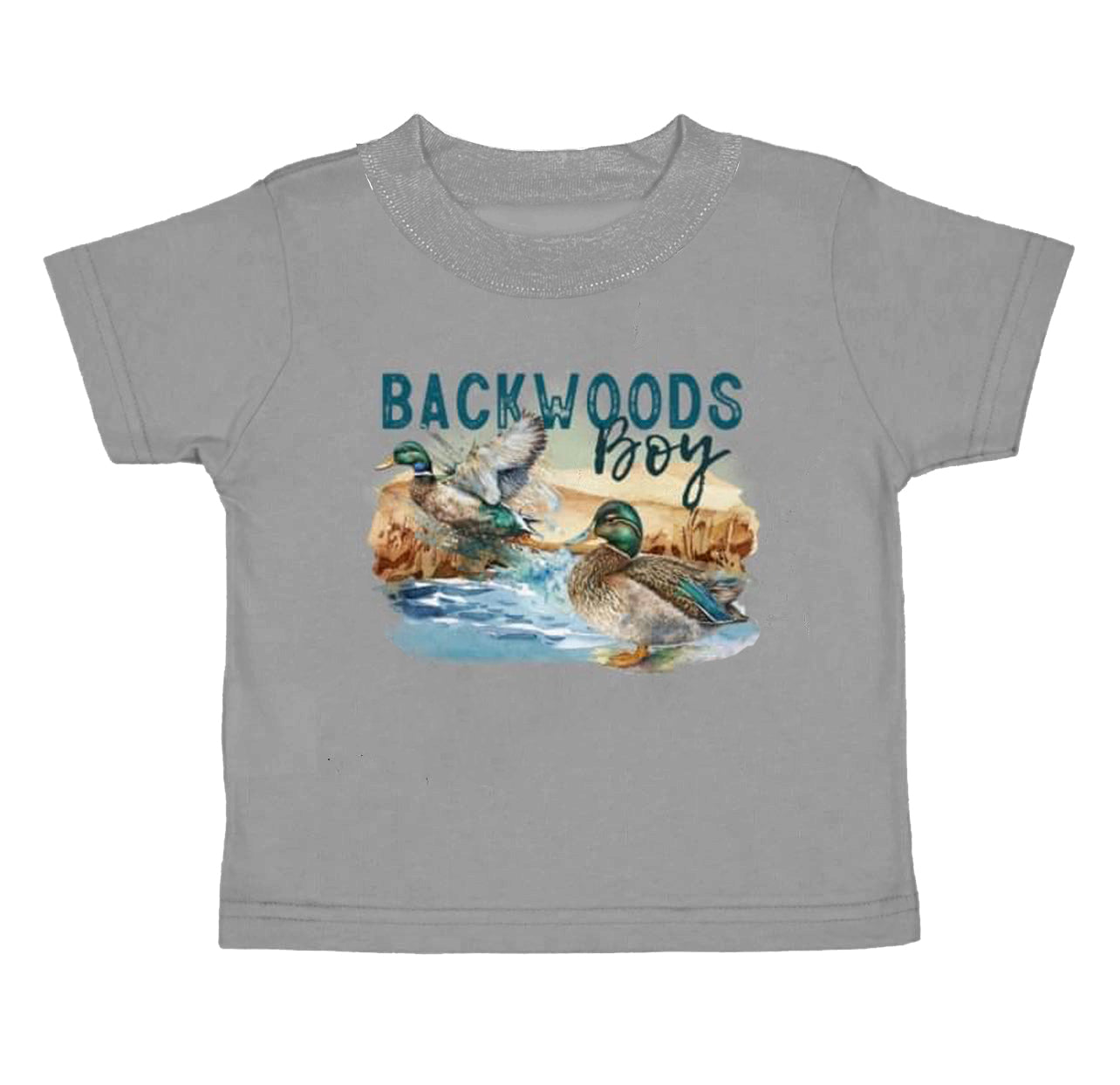 Baby Boys Grey Backwoods Ducks Short Sleeve Tee Shirts Tops preorder (moq 5)