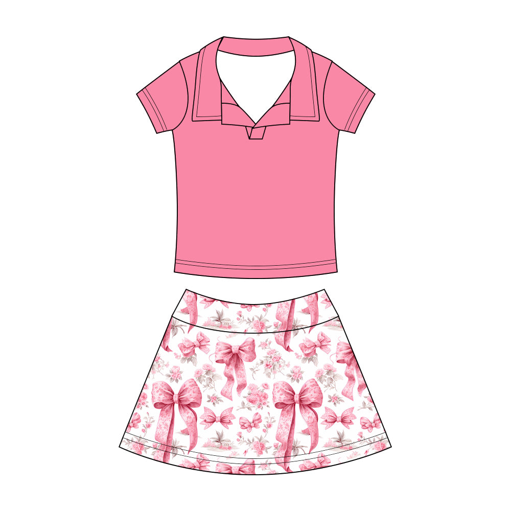 Preorder (moq 5)Baby Girls Button Pullovers Top Colorful Bows Flowers Skirt Shorts Clothes Set
