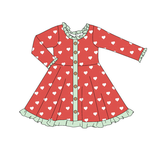 Baby Girls Valentines Red Hearts Knee Length Dresses preorder(MOQ 5)