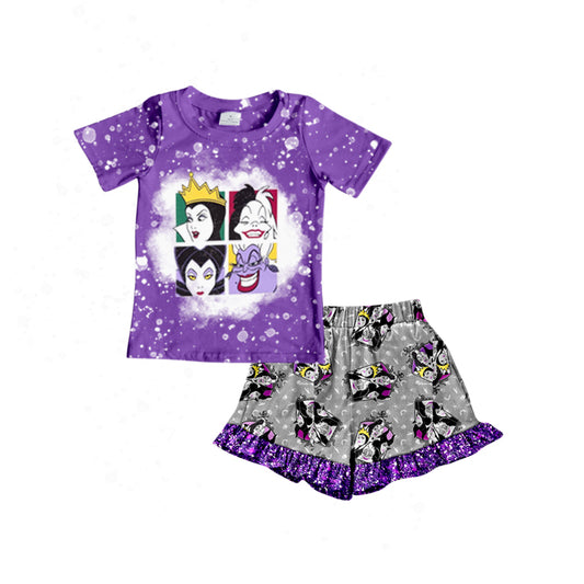 Baby Girls Bad Girl friends Shirt Purple Shorts Clothing Sets Preorder(moq 5)