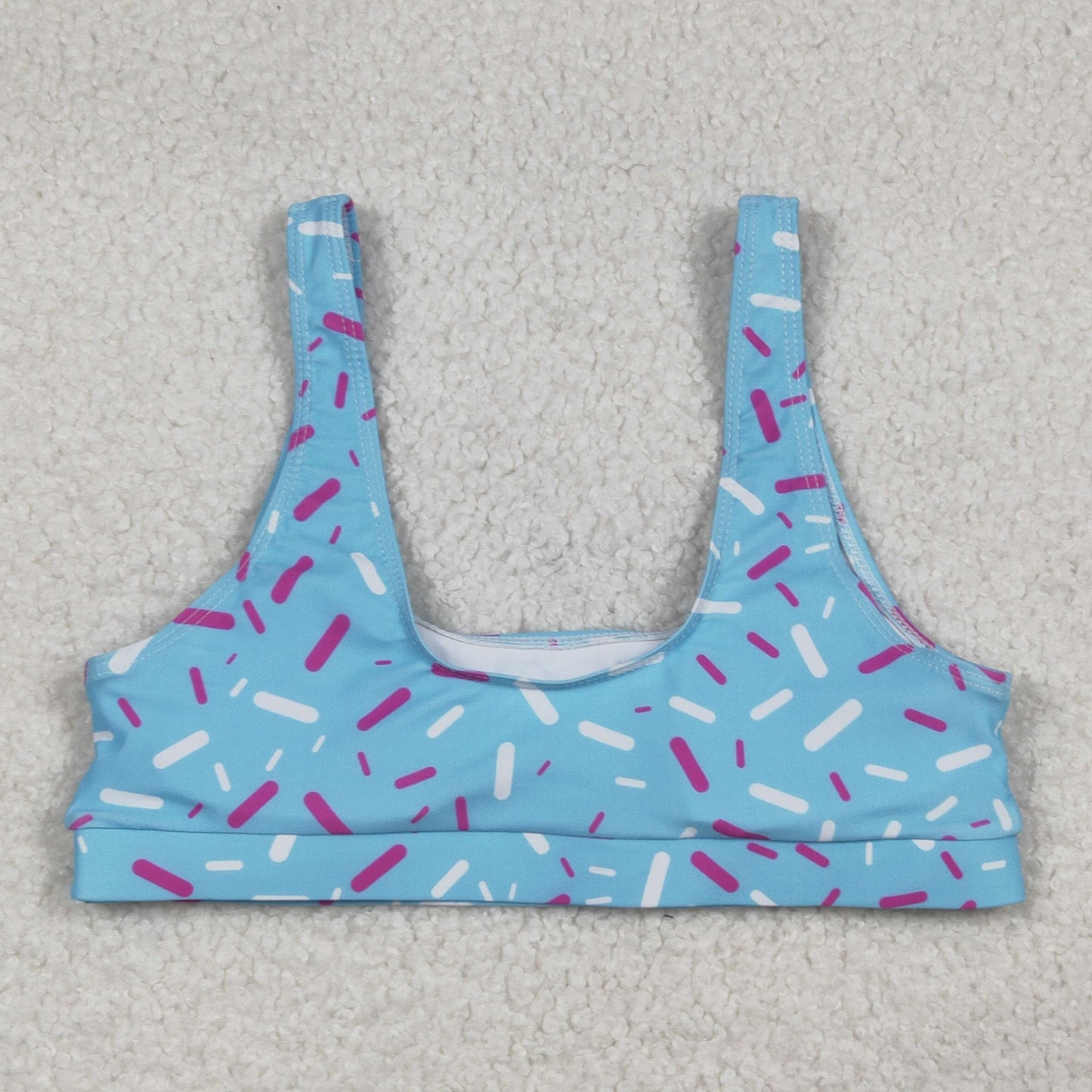 Adult Women Blue Drip Sprinkles Team Bra Swimming Tops