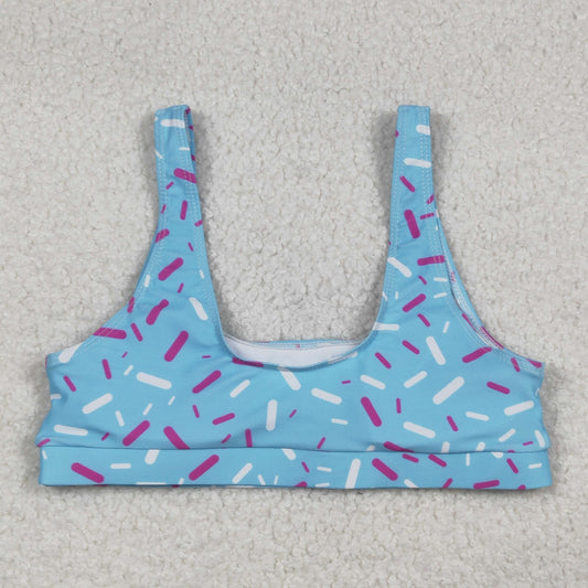 Adult Women Blue Drip Sprinkles Team Bra Swimming Tops