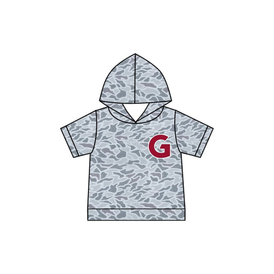 Preorder (moq 5)Baby Boys Short Sleeve Grey Camo G Team Hoodies Top