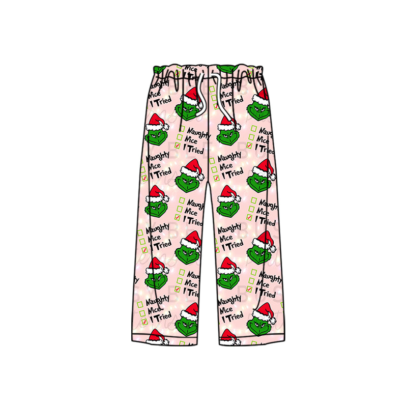 Adult Women Christmas Green Face Bottoms Pants Pajamas Preorder(moq 5)