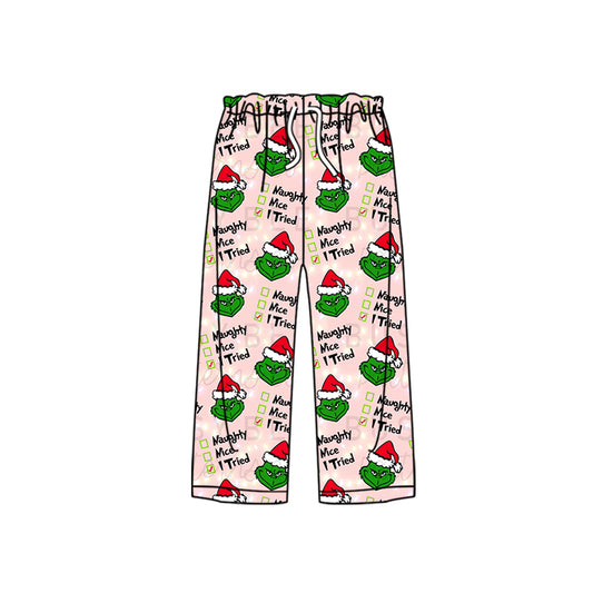 Adult Women Christmas Green Face Bottoms Pants Pajamas Preorder(moq 5)