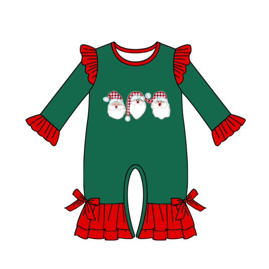 Baby Girls Christmas Santas Ruffles Long Sleeve Rompers Preorder(moq 5)