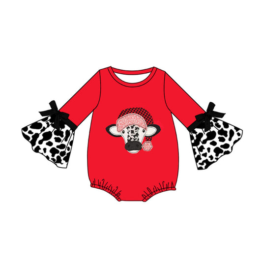 Baby Infant Girls Christmas Red Cow Rompers preorder(moq 5)