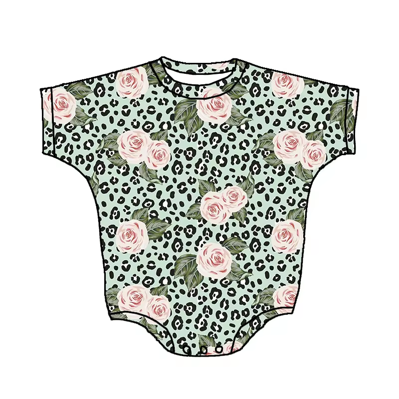 Baby Infant Girls Leopard Flowers Rompers preorder(moq 5)