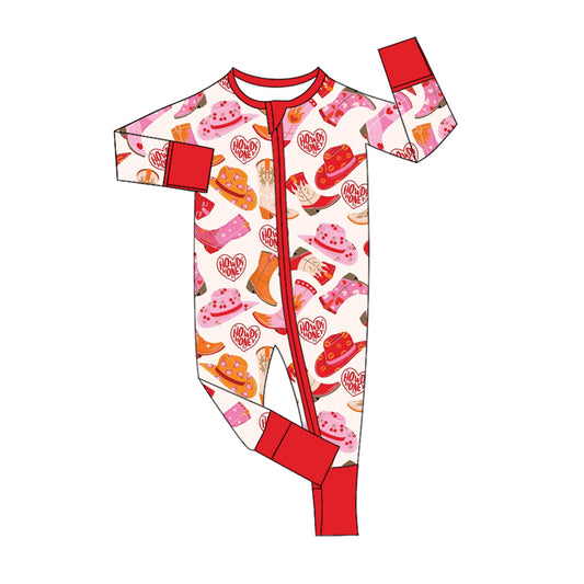 Baby Infant Girls Western Boots Hearts Zip Rompers preorder(moq 5)