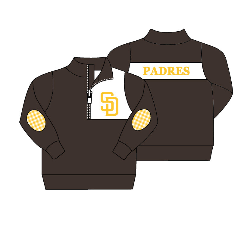 Preorder (moq 5)Baby Boys Black Long Sleeve SD Padres Team Zip Pullovers Top