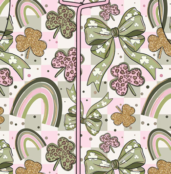 Preorder moq 5 (each item)Baby Girls Short Sleeve Clovers Rainbows Button Top Shorts St Patrick Pajamas Sets