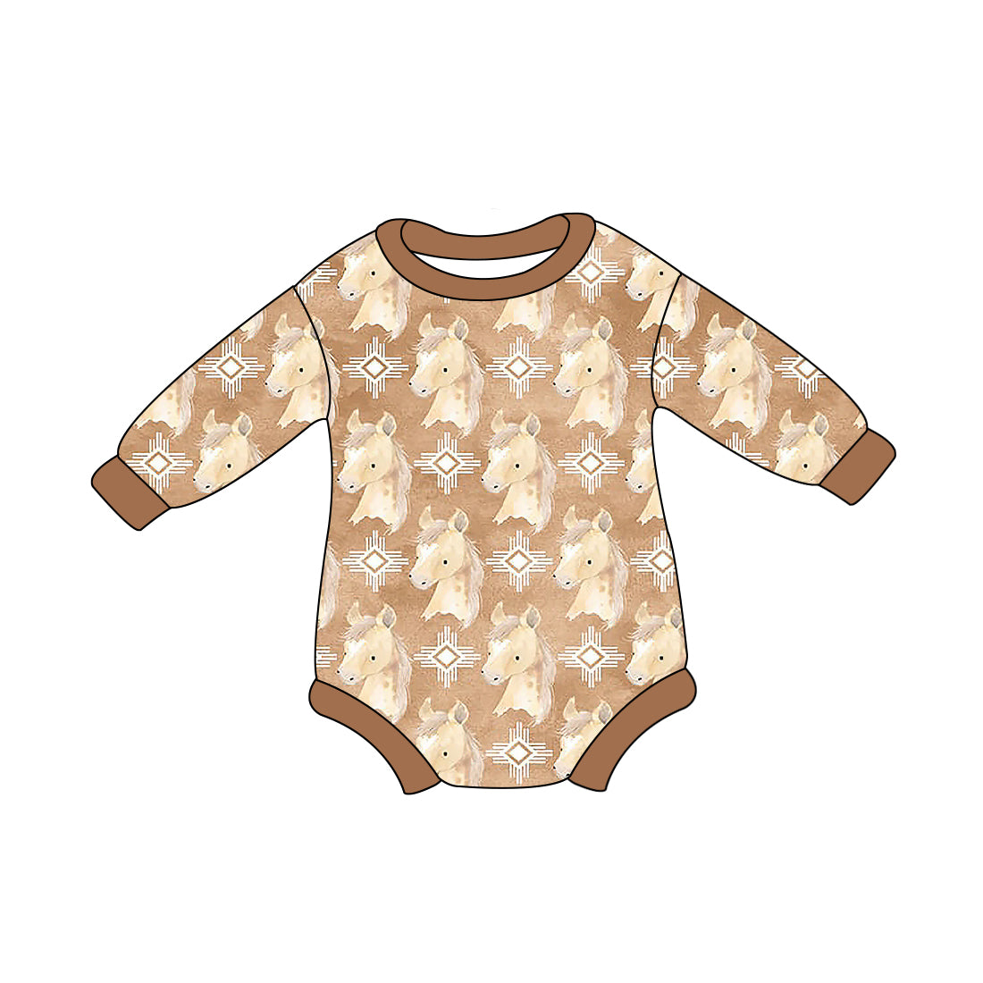 Baby Infant Boys Western Horse Aztec Rompers preorder(moq 5)