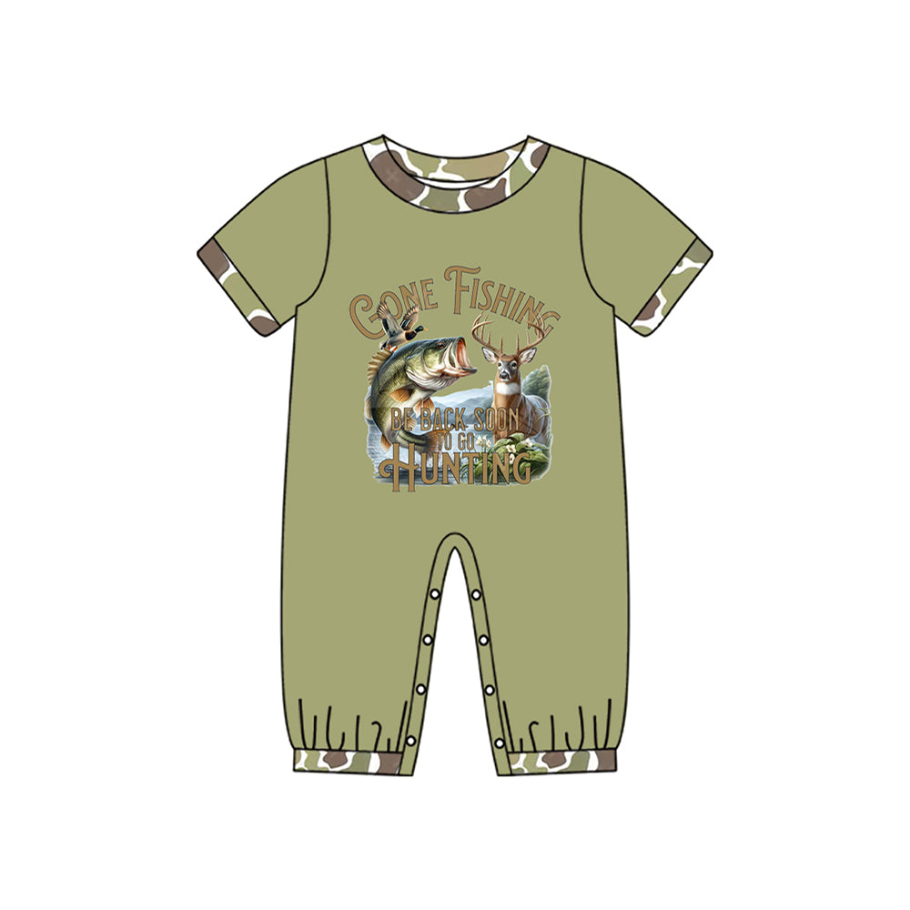 Infant Baby Boys Gone Fishing Camo Rompers preorder(moq 5)