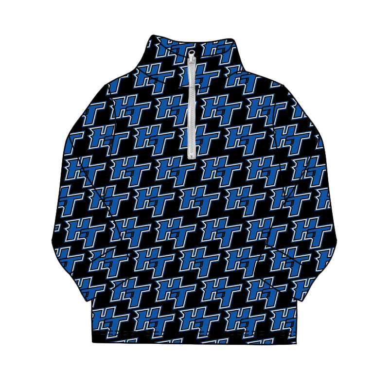 Preorder (moq 8)Baby Boys Black Hopewell Titans  Zipper Long Sleeve Tops