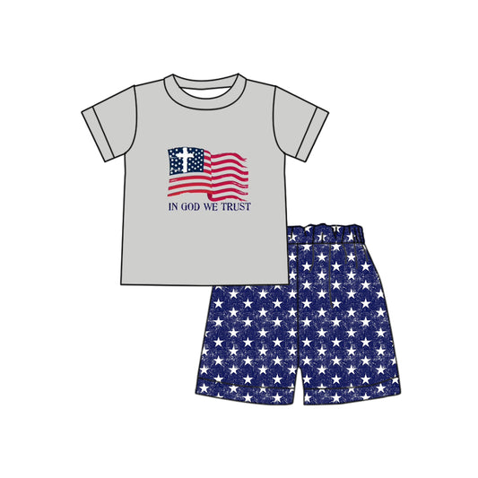 Baby Boys Short Sleeve Top Star Shorts Clothes Sets preorder (moq 5)