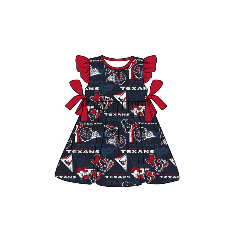 Baby Girls Texans Team Bows Knee Length Dresses preorder(MOQ 5)