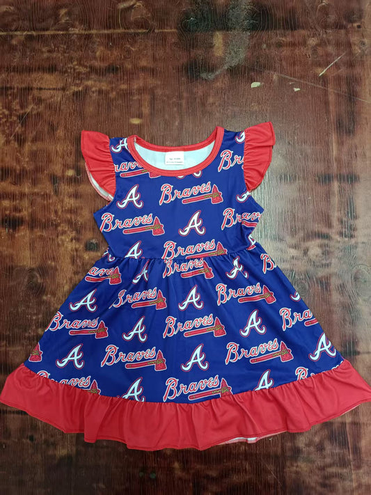 Preorder moq 5 Baby Girls Red Flutter Sleeves A Bnaves Team Knee Length Dresses