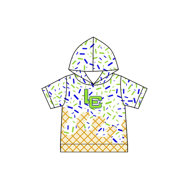 Preorder (moq 5)Baby Boys White LC Sprinkles Team Short Sleeve Hooded Tops