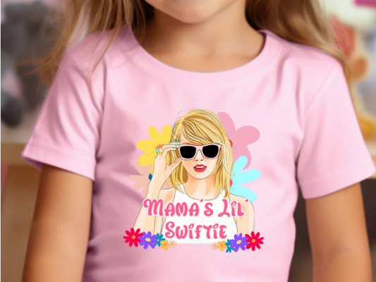 Baby Girls Pink Flowers swiftie Short Sleeve Tee Shirts Tops Preorder(moq 5)