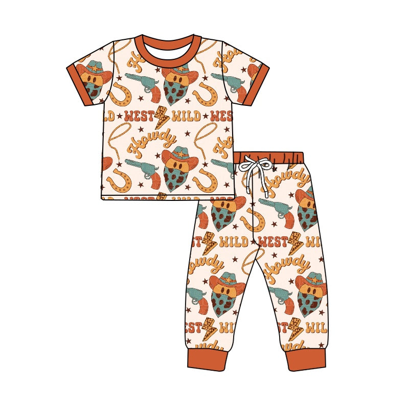 Baby Boys West Wild Shirt Pants Pajamas Western Clothes Sets preorder(moq 5)